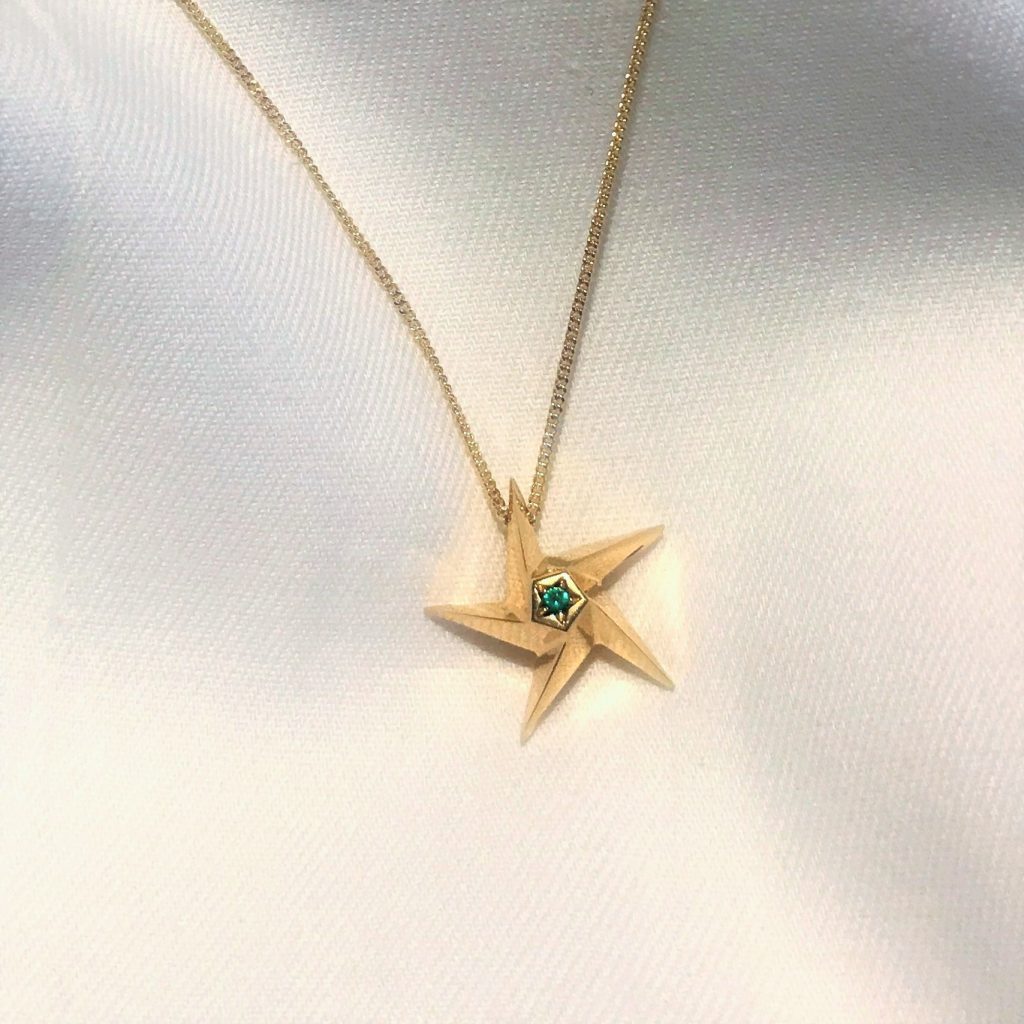 Emerald Little Star Pendant Necklace Daou