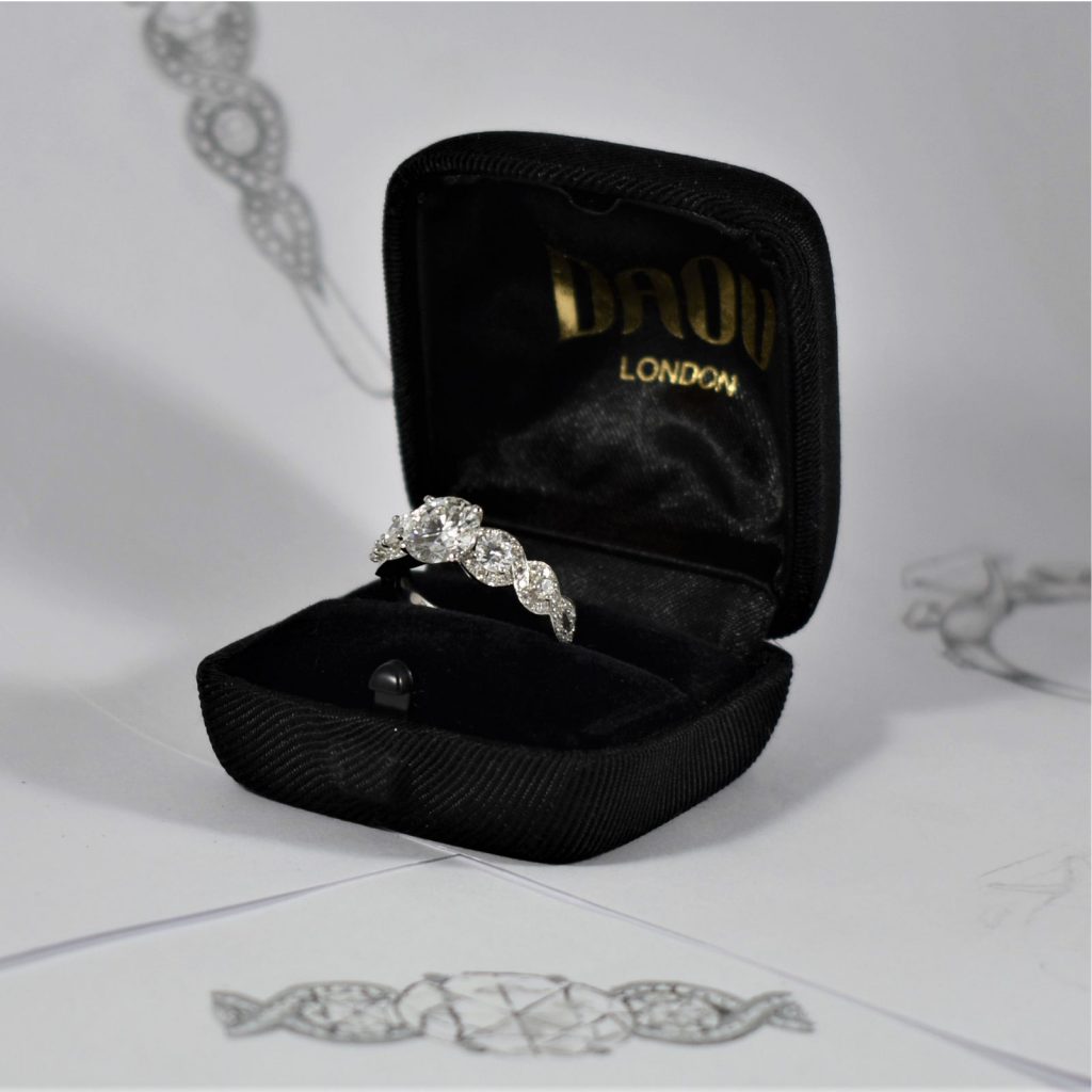 Helix Diamond Trilogy Engagement Ring Daou Jewellery