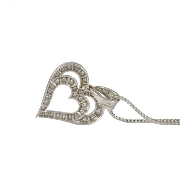 Heart in Heart White Gold Diamond Pendant