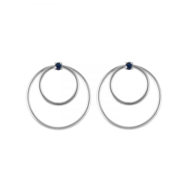 Convertible Double Hoop Orbit Earrings – Sapphire