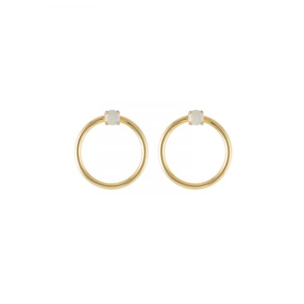 Convertible Double Gold Hoop Orbit Earrings – Opal