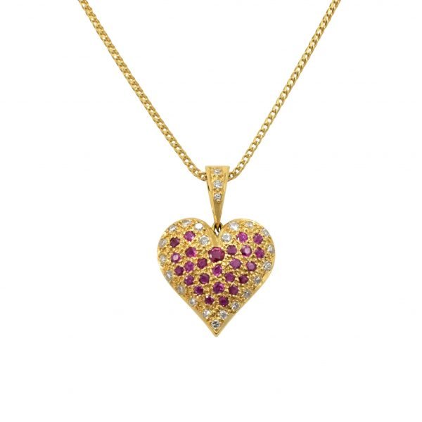 Full Heart Ruby Diamond Pendant