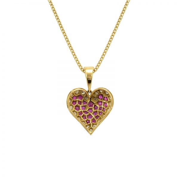 Full Heart Ruby Diamond Pendant