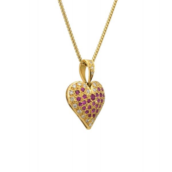 Full Heart Ruby Diamond Pendant