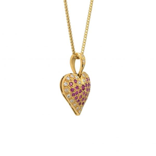 Full Heart Ruby Diamond Pendant