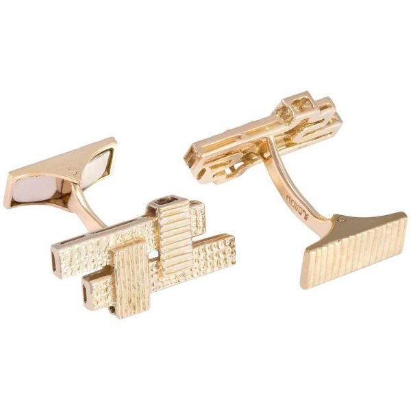 Gold Check Cufflinks