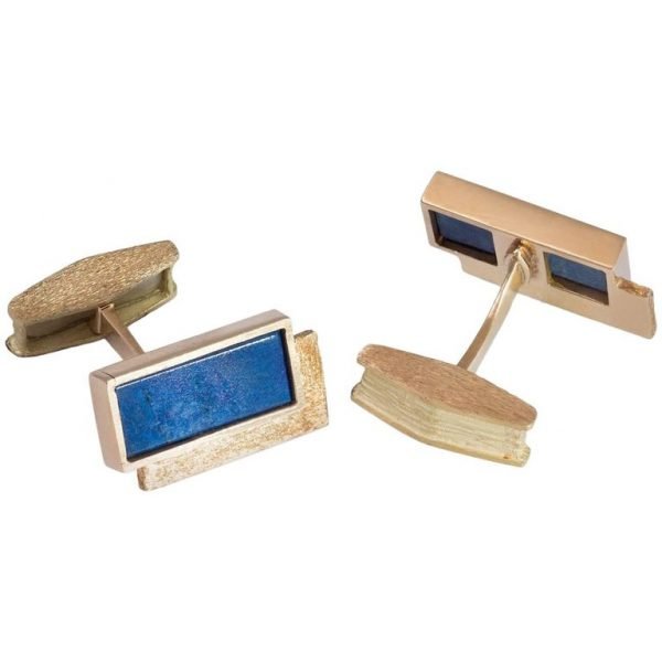 Lapis Lazuli Rectangle Gold Cufflinks